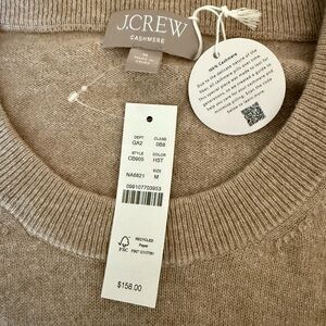 J. Crew Cashmere Sweater in Tan. Relaxed fit. Size M. New with tags